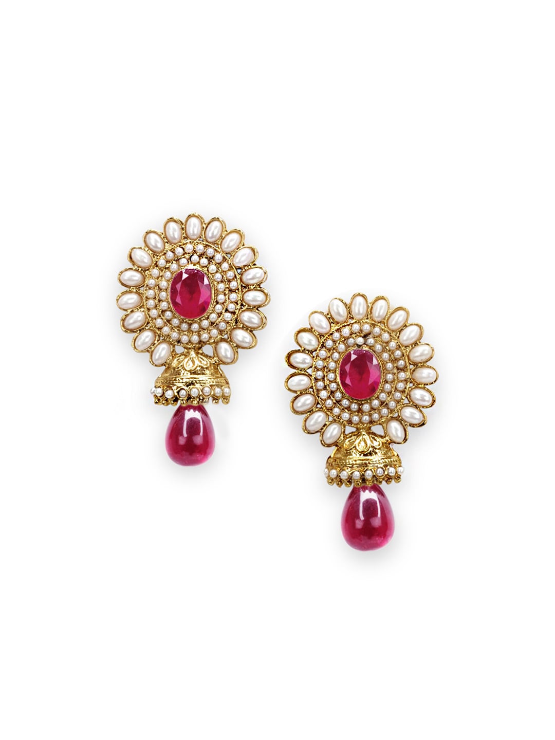 Royal Diadem Gold & Pink Earrings