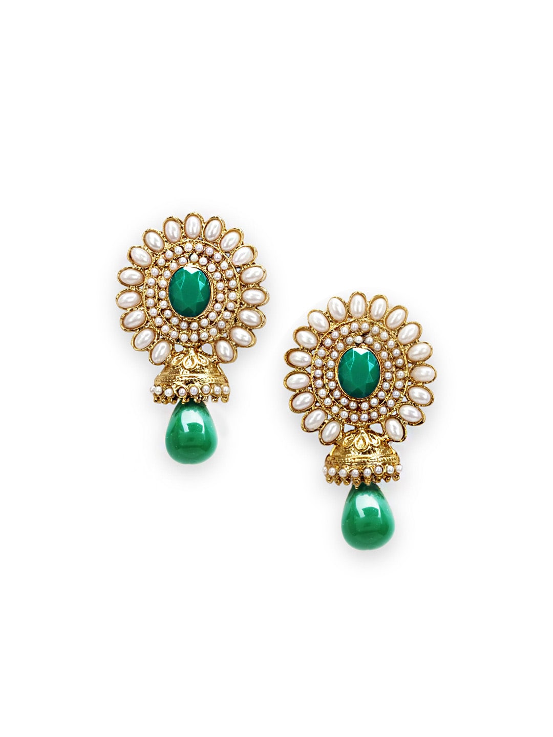 Royal Diadem Gold & Green Earrings
