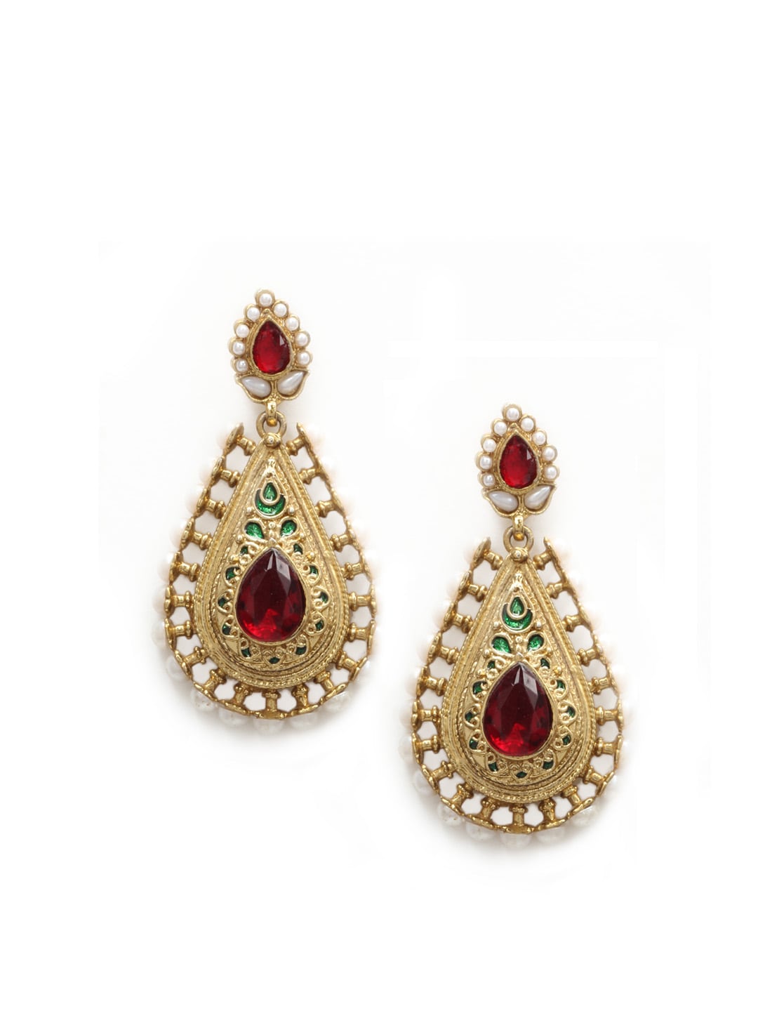 Royal Diadem Red Earrings