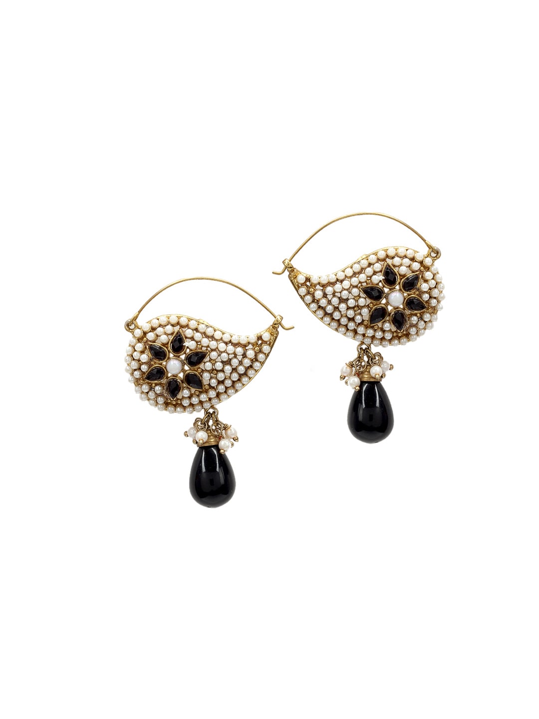 Royal Diadem Gold & Black Earrings