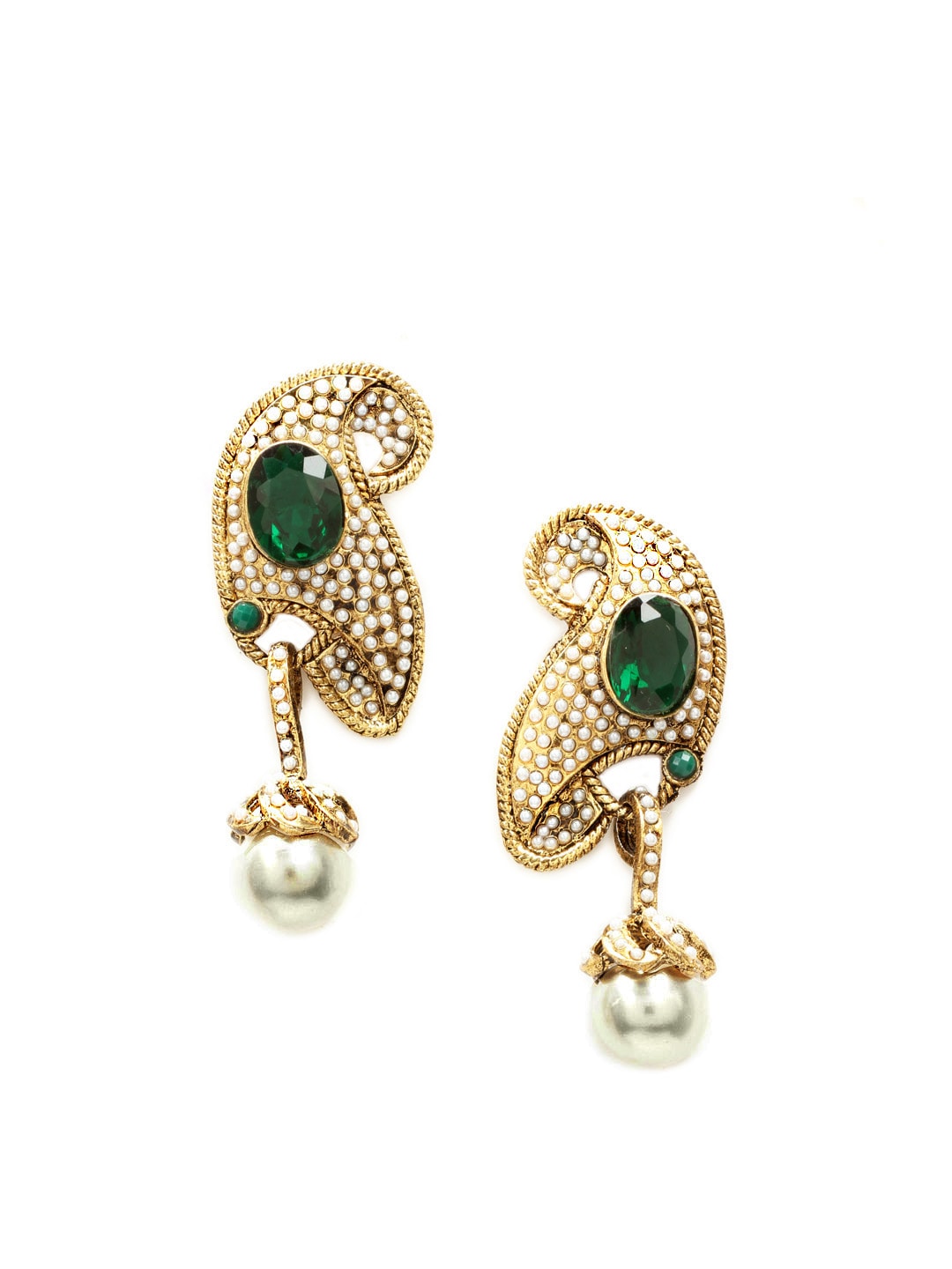 Royal Diadem White & Green Earrings