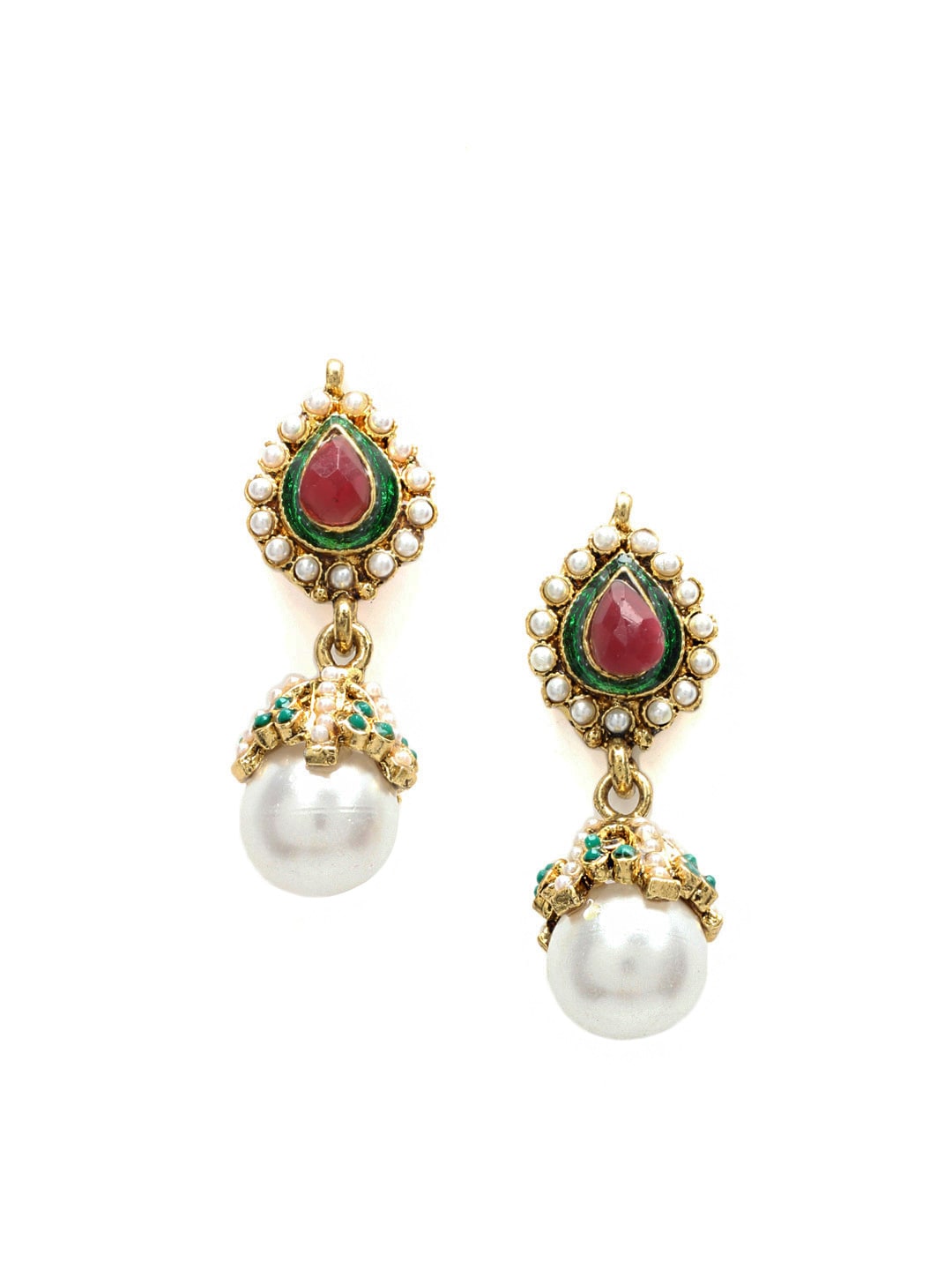 Royal Diadem Green & White Earrings