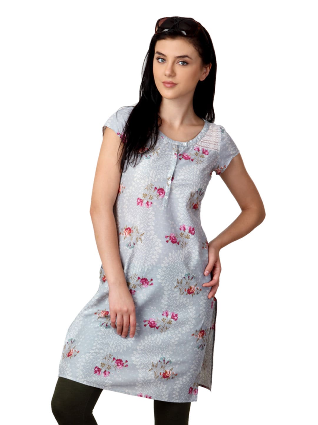 W Women Printed Grey Kurta