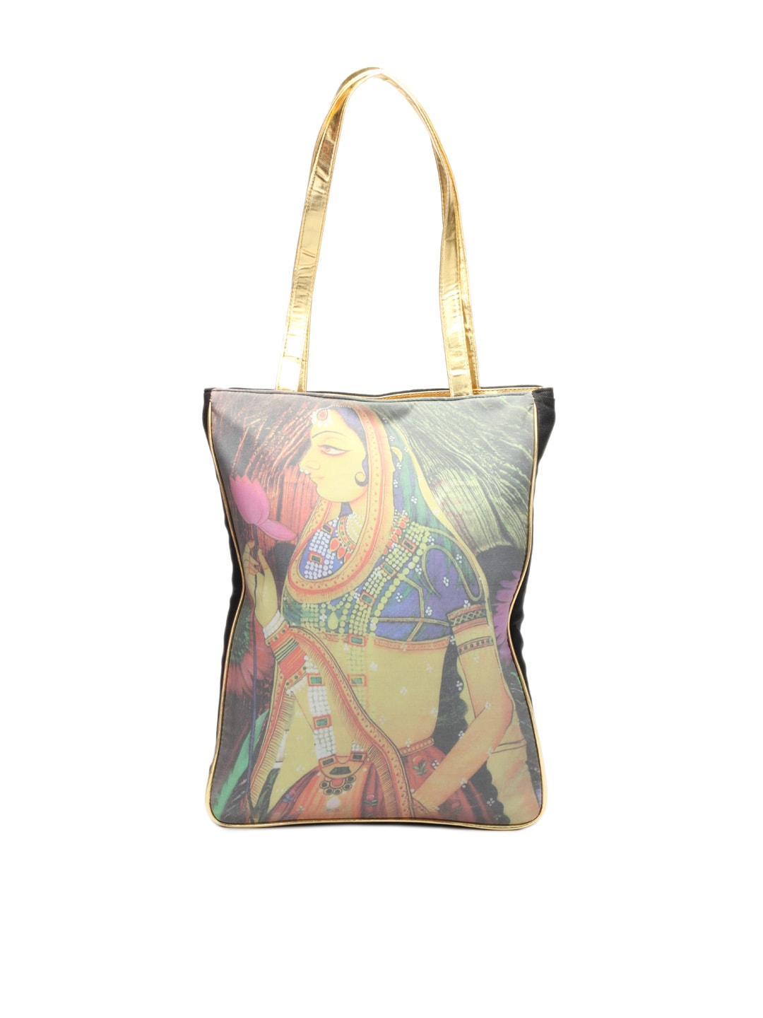 Murcia Women Black Handpainted Print Handbag