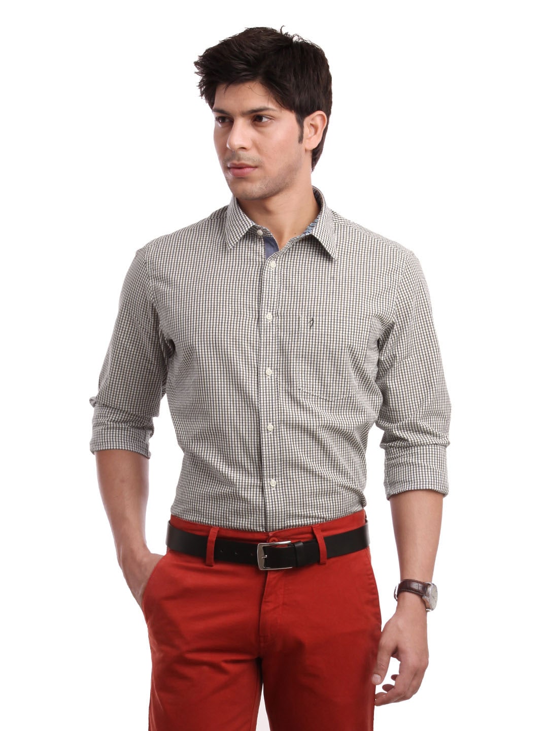 Indian Terrain Men Brown Check Shirt