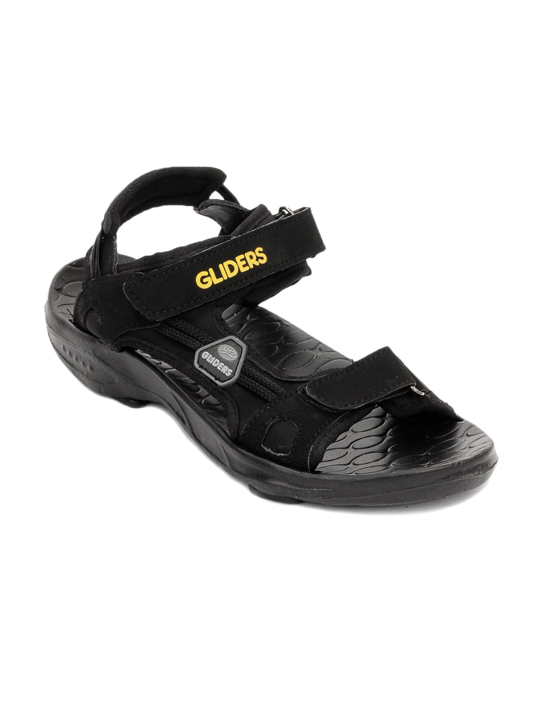 Gliders Men Black Volant Sandals