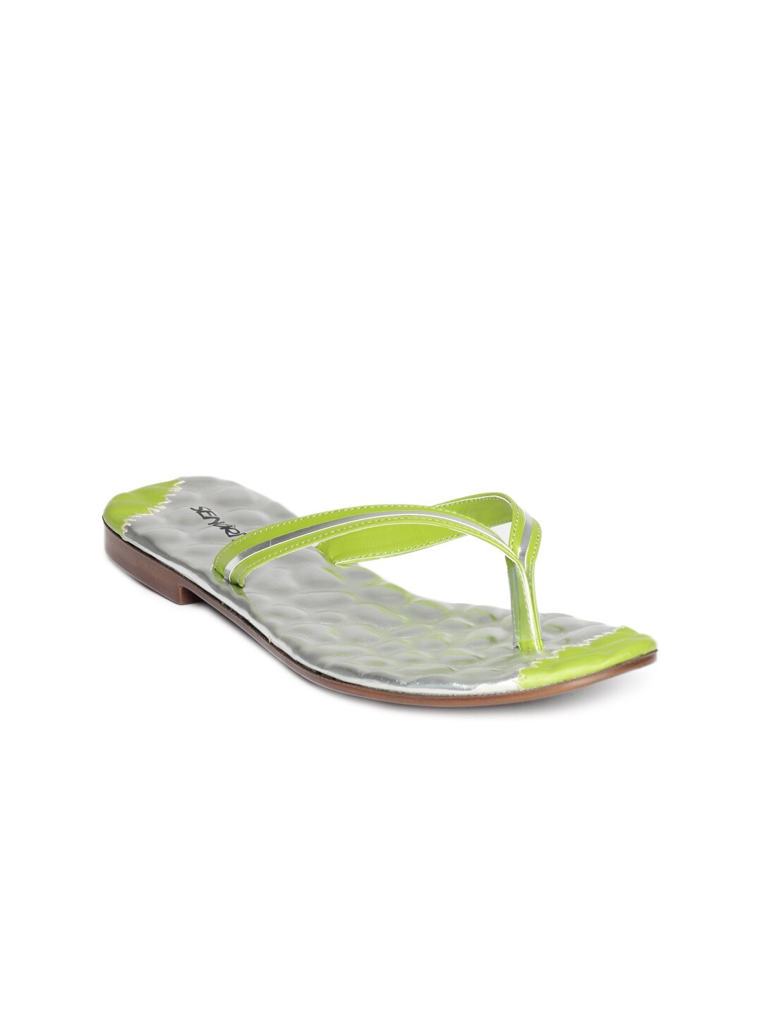 Senorita Women Green & Silver Colored Sandals