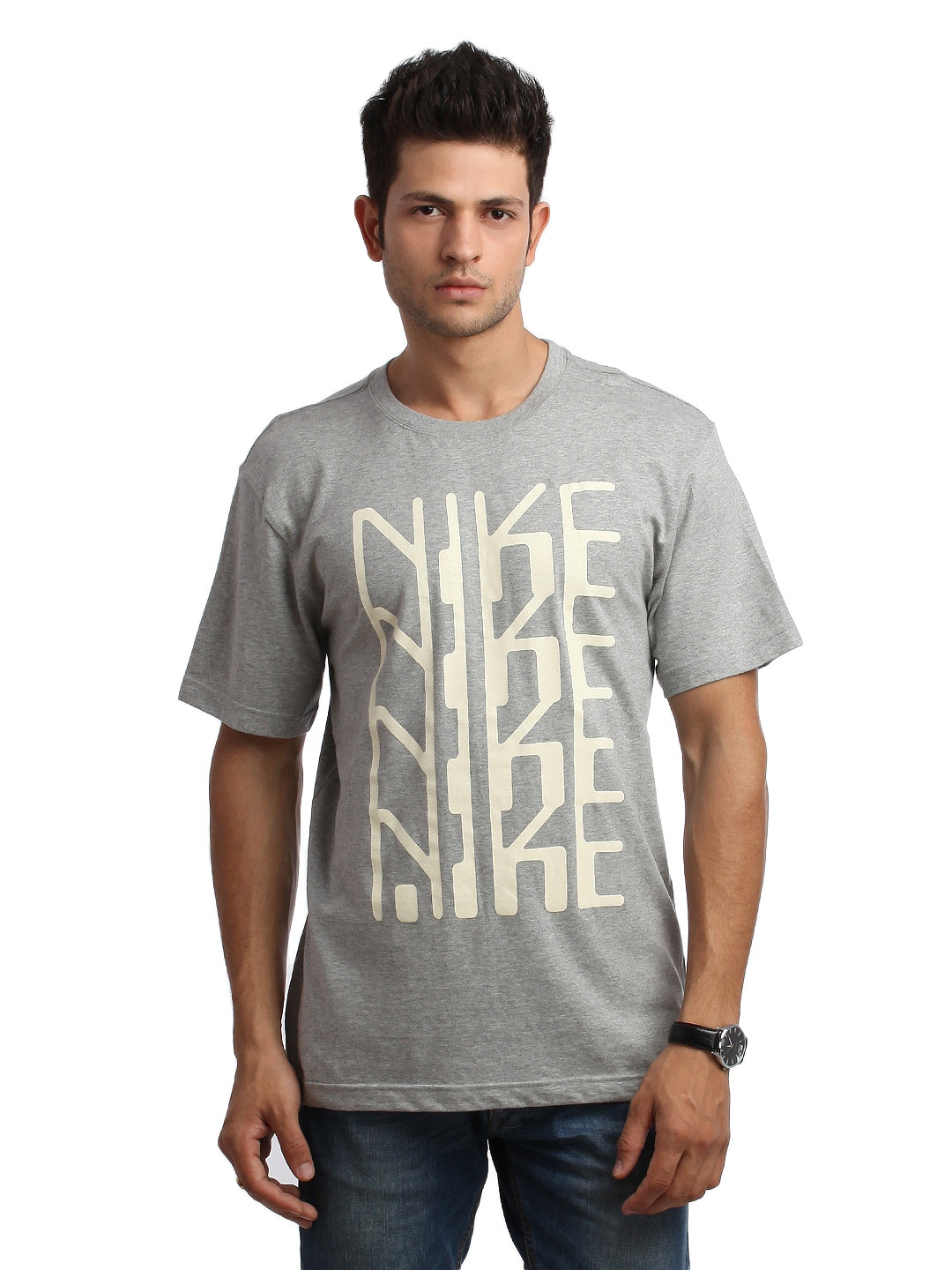 Nike Men Grey Printed T-shirt