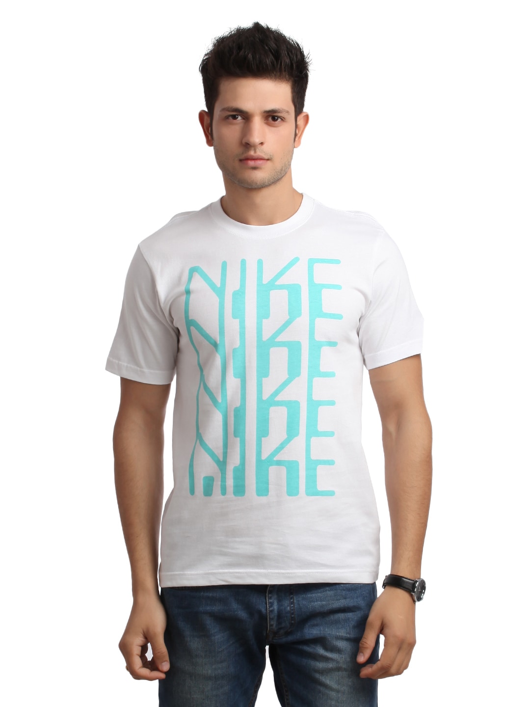 Nike Men White Printed T-shirt