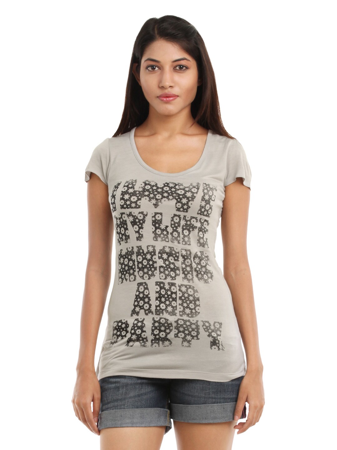 Spykar Women Grey T-shirt