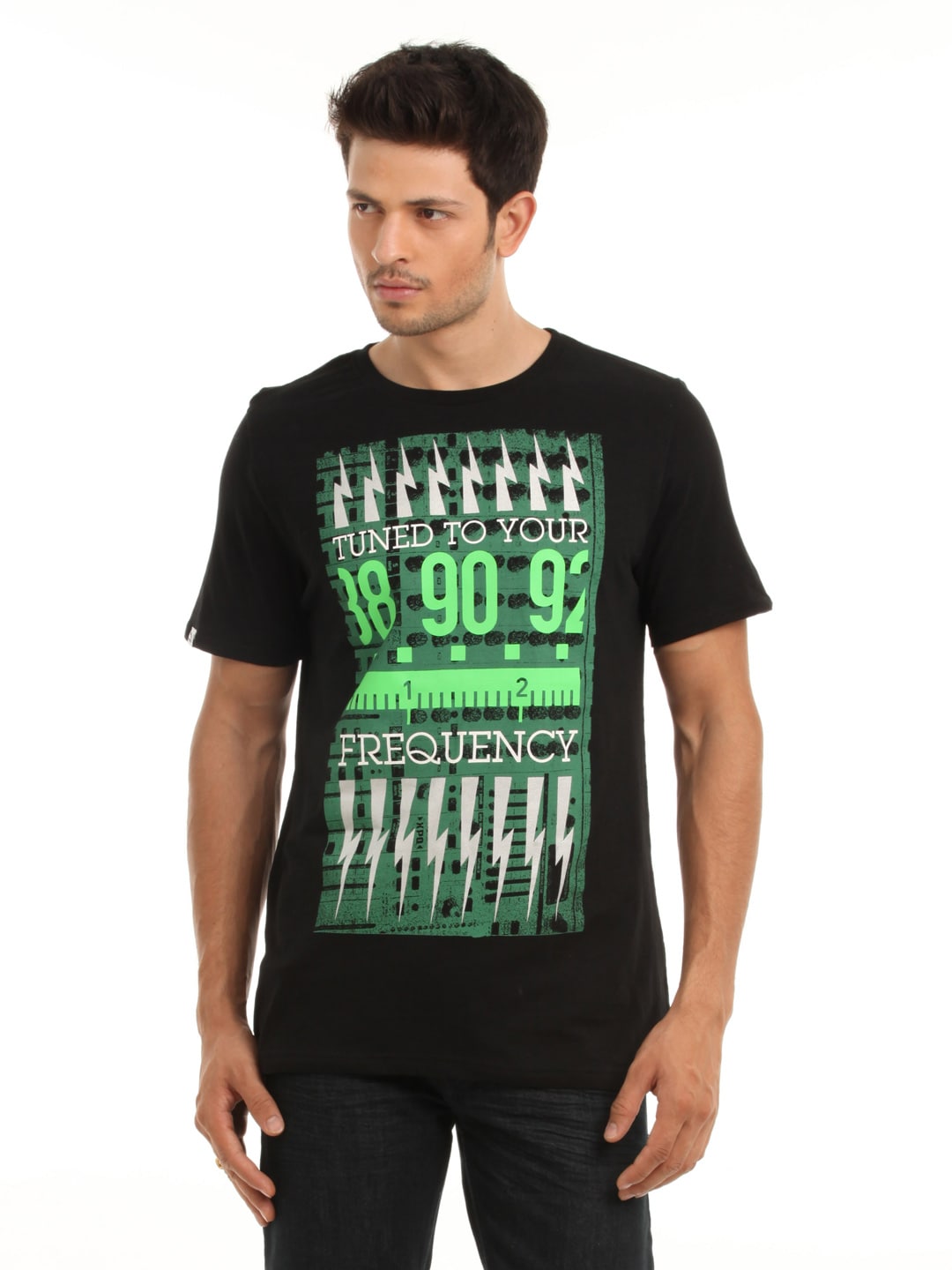 Puma Men Black & Green T-shirt