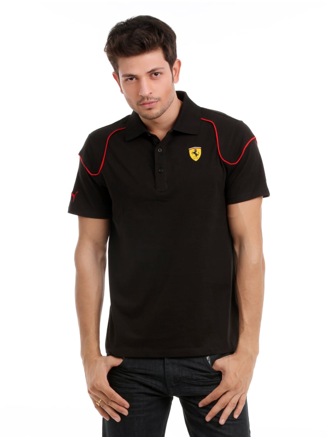 Puma Men Black Ferrari Polo T-shirt