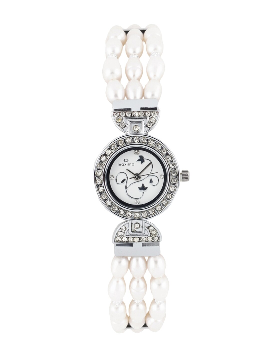 Maxima Women White Pearl Watch