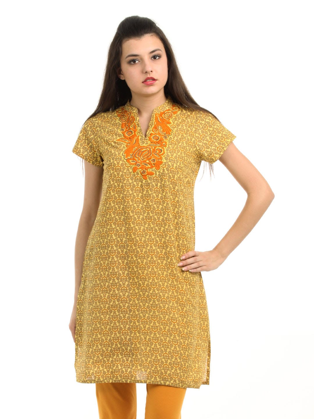 Folklore Women Yellow Kurta