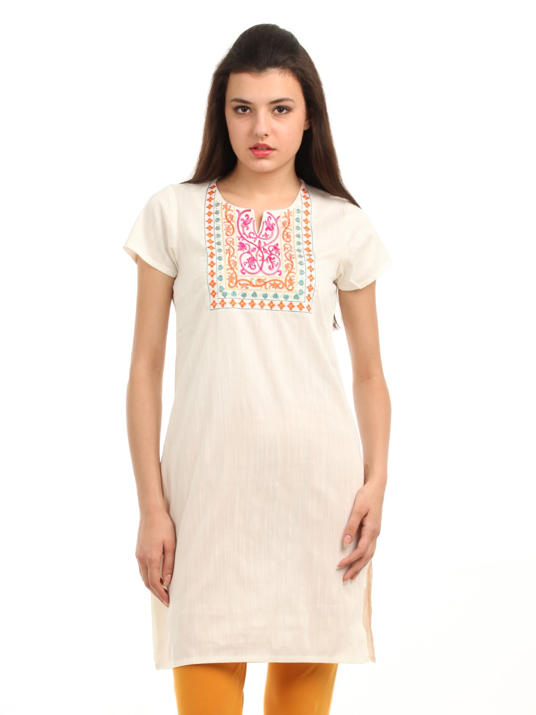 Folklore Women Cream Kurta