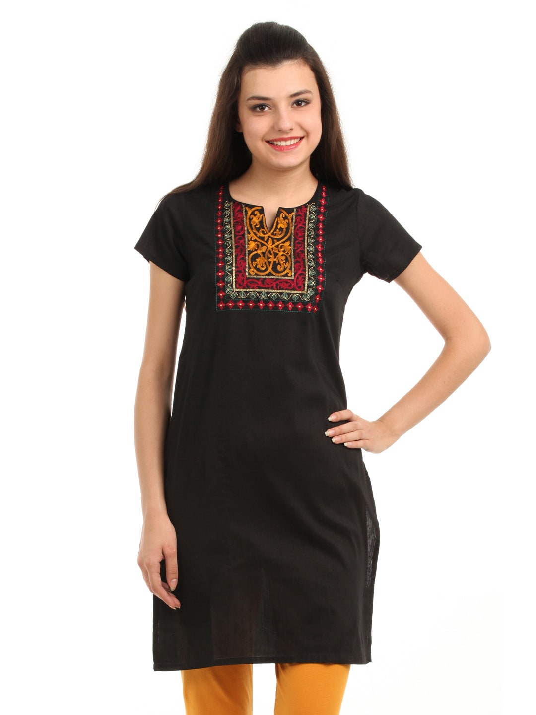 Folklore Women Black Kurta