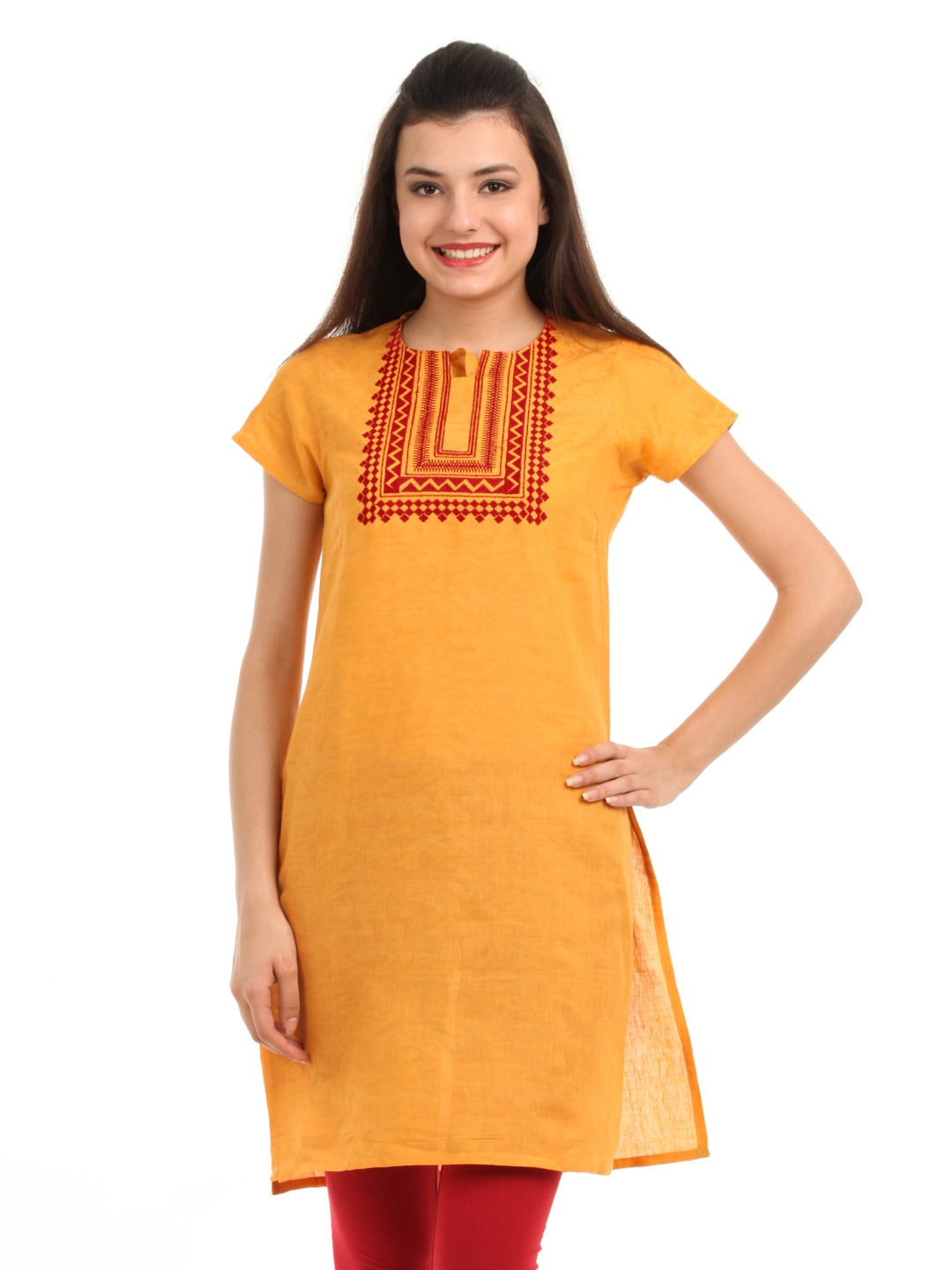 Folklore Women Yellow Kurta