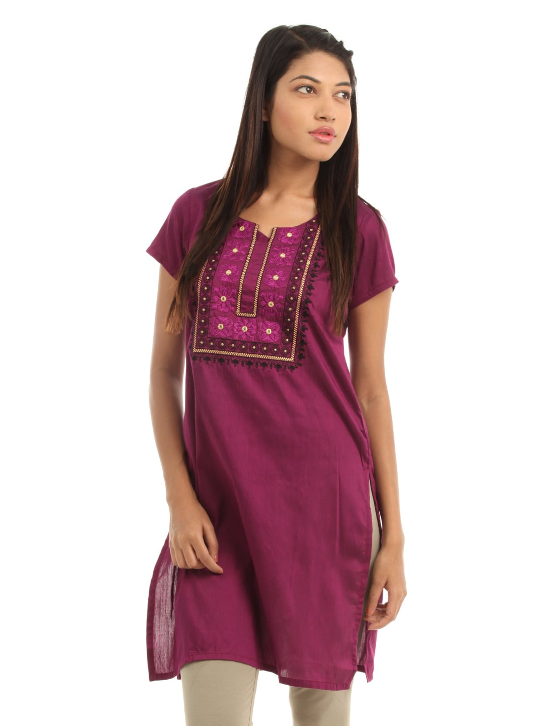 Folklore Women Magenta Kurta