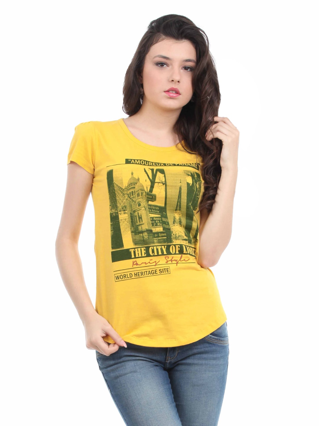 Tokyo Talkies Women Yellow Printed Top