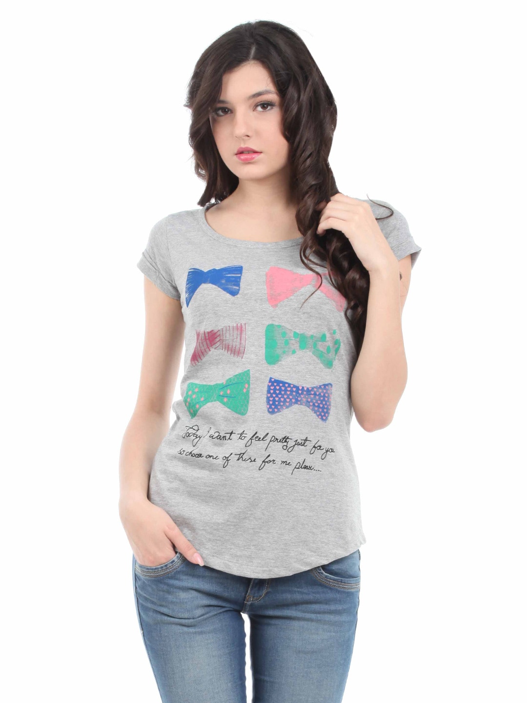 Tokyo Talkies Women Grey Melange Printed Top