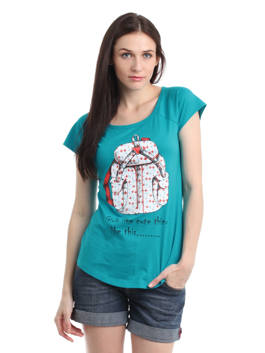 Tokyo Talkies Women Turquoise Blue Printed Top