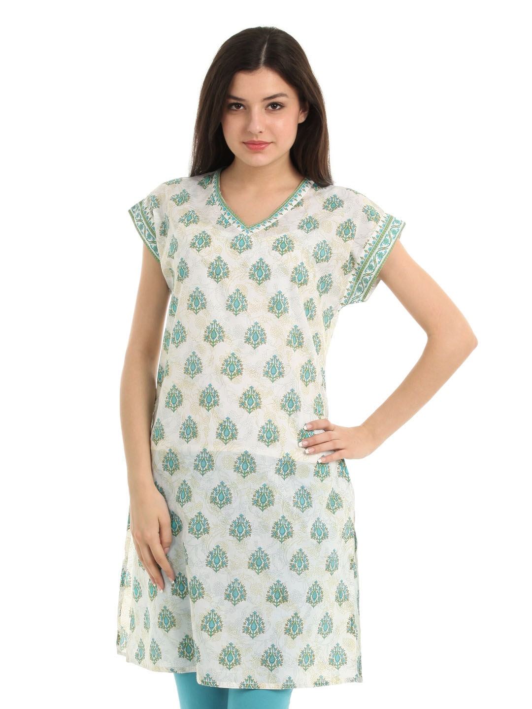 Fabindia Women White Printed Kurta