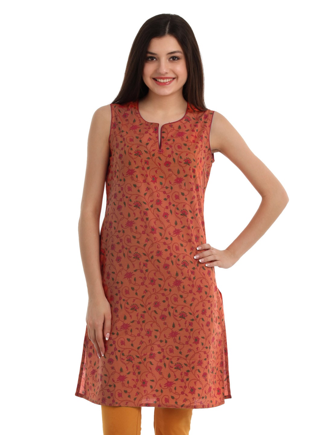 Fabindia Women Orange Printed Kurta