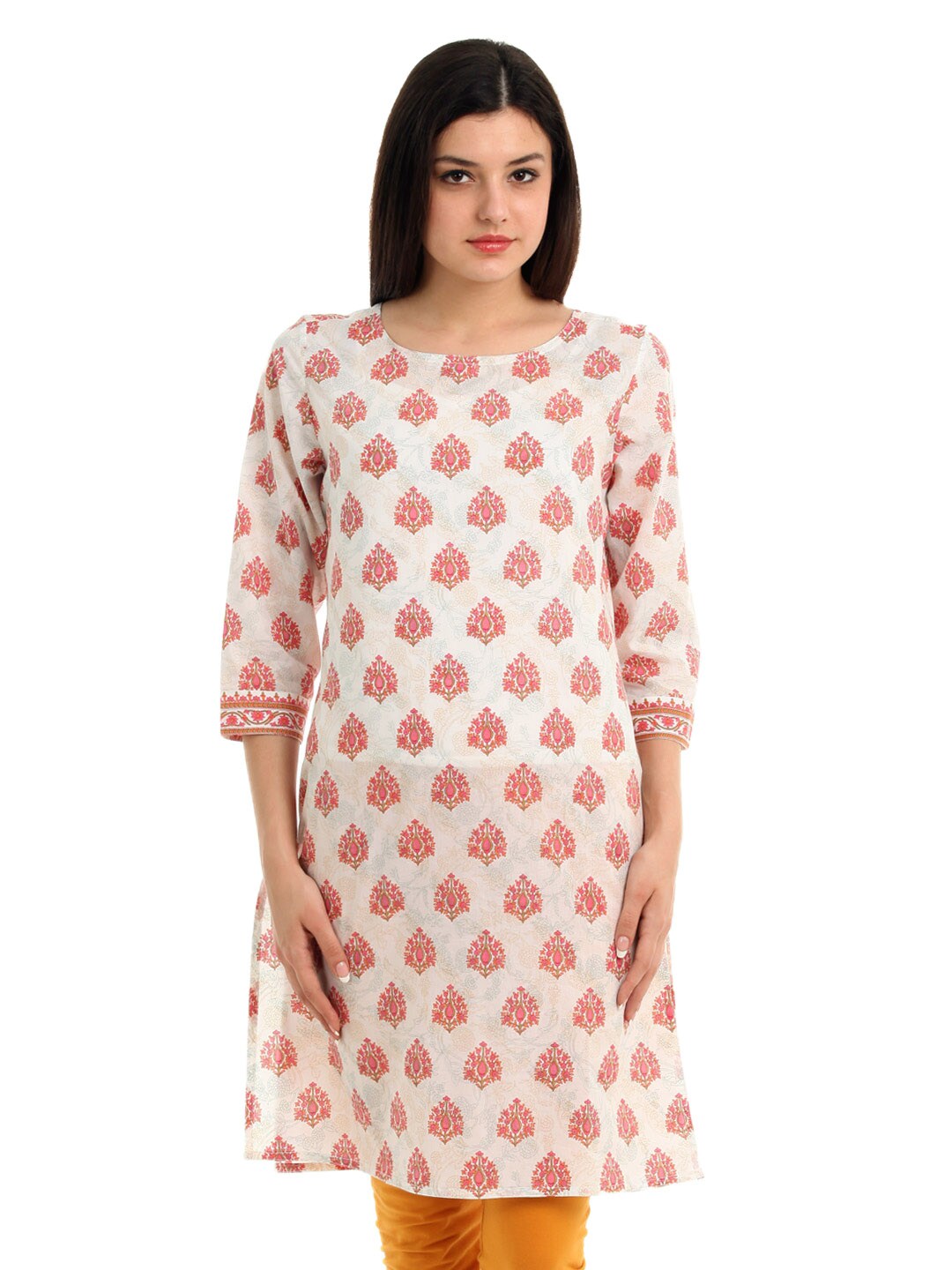 Fabindia Women White Printed Kurta