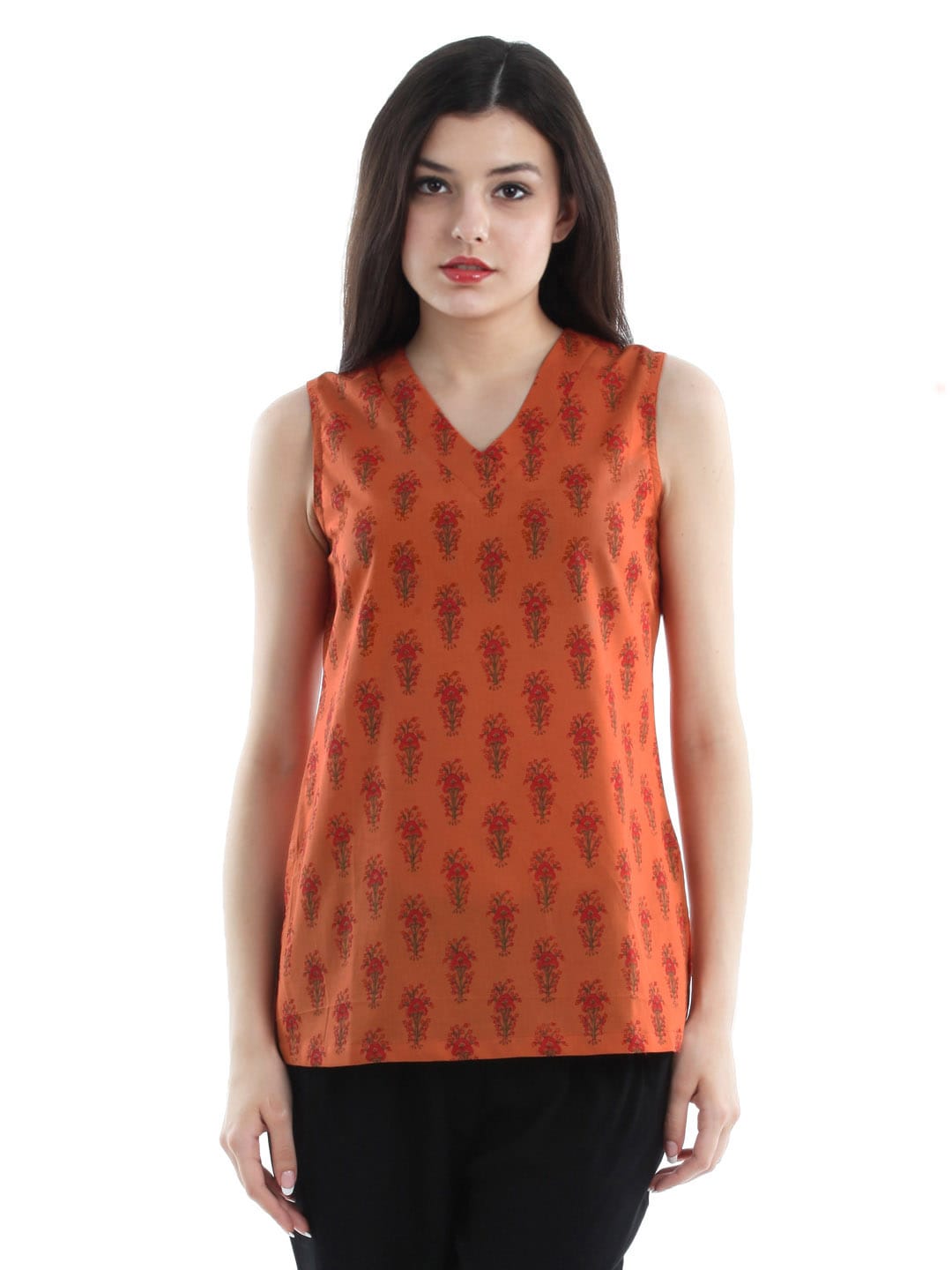 Fabindia Women Orange Kurti