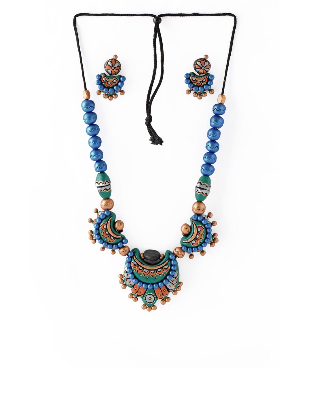 Adrika Blue Teracotta  Jewellery Set