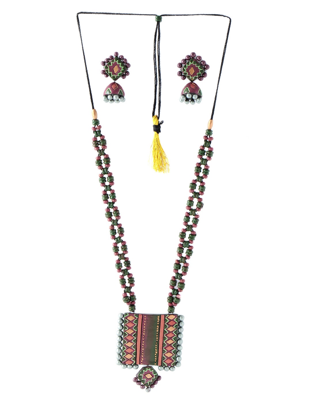 Adrika Green Teracotta  Jewellery Set