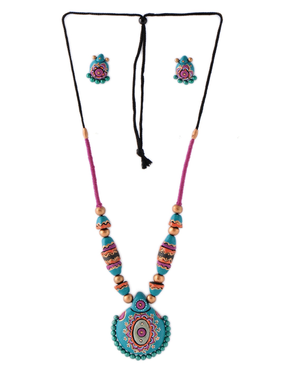 Adrika Turquoise Blue Teracotta Jewellery set