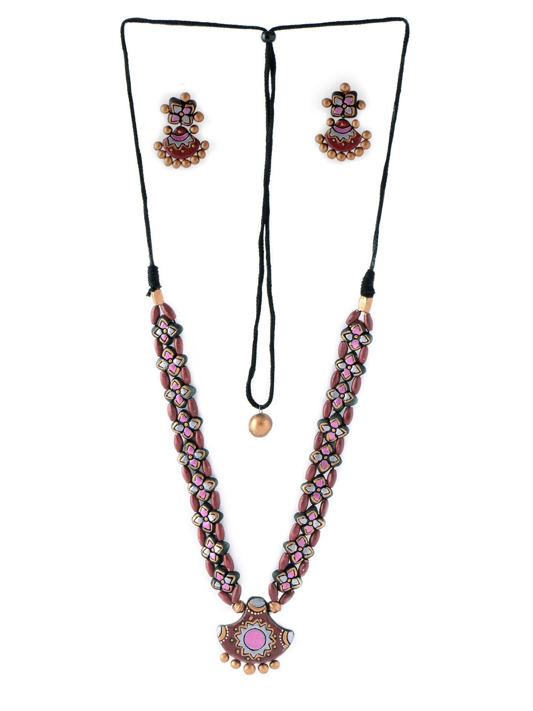 Adrika Marron Teracotta Jewellery Set