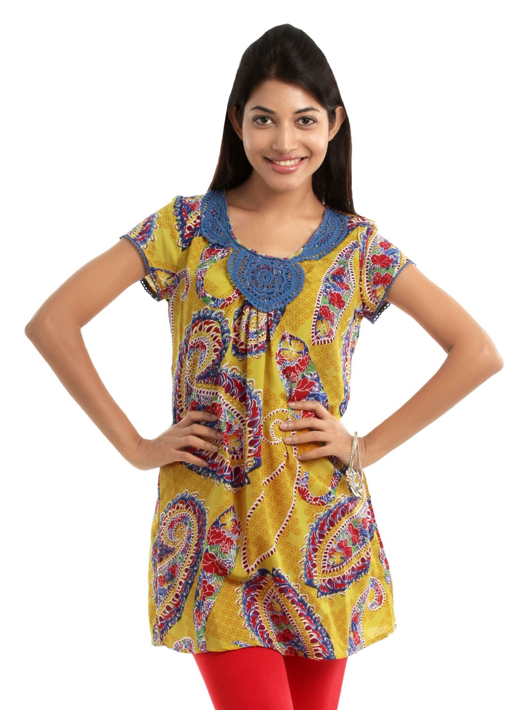 Fusion Beats Women Mustard Printed Tunic