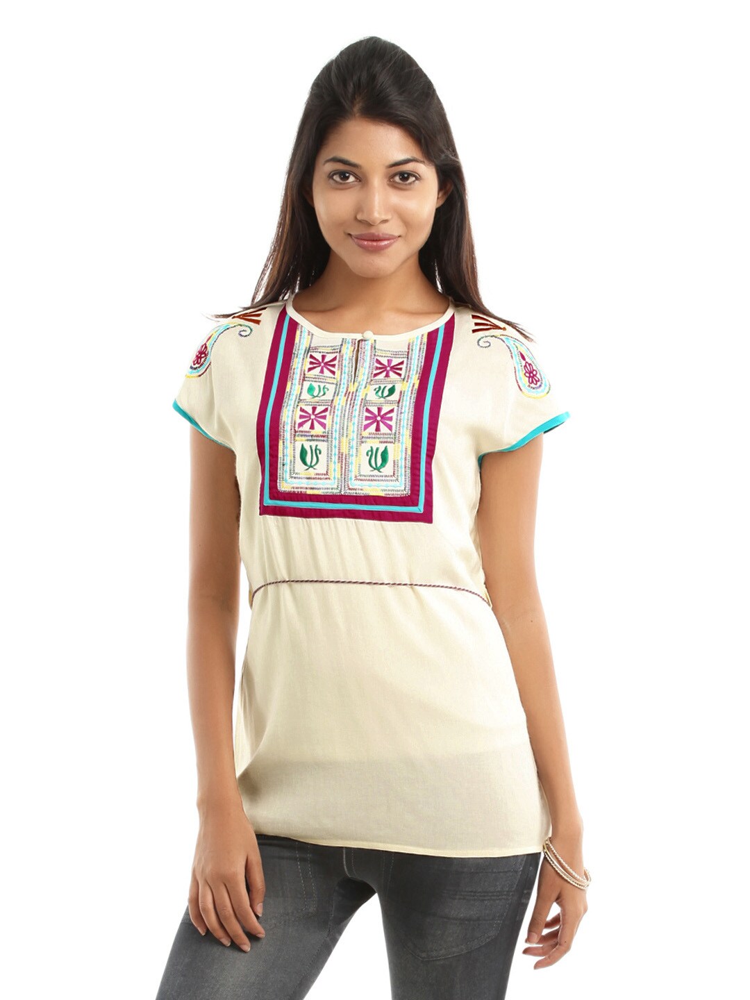 Fusion Beats Women Cream Top