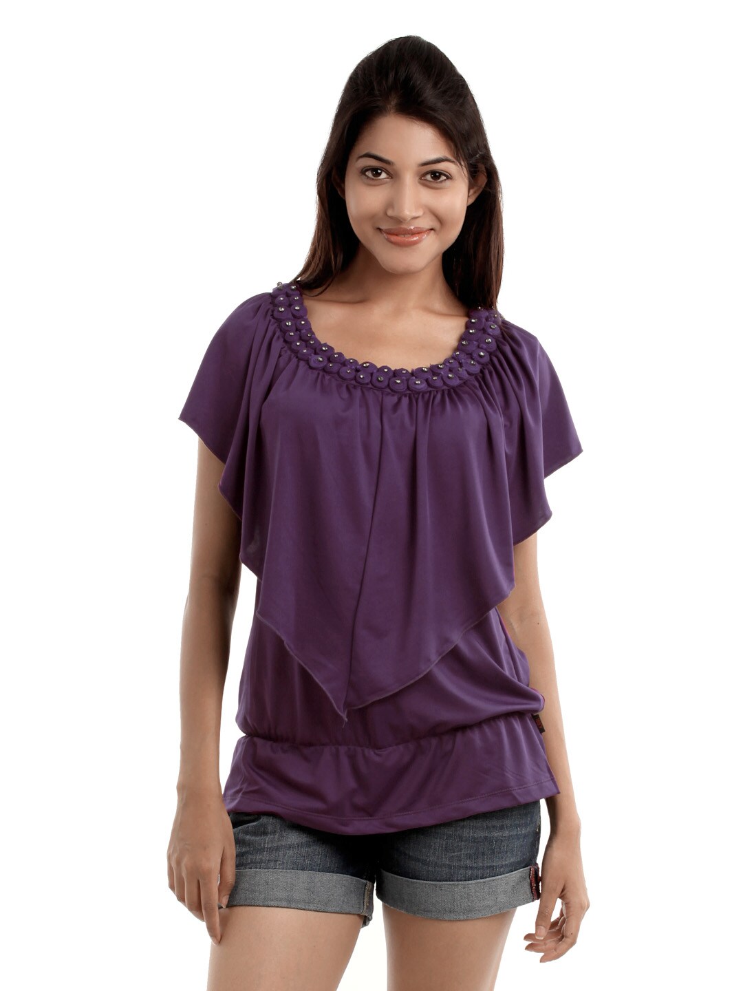 109F Women Purple Layered Top