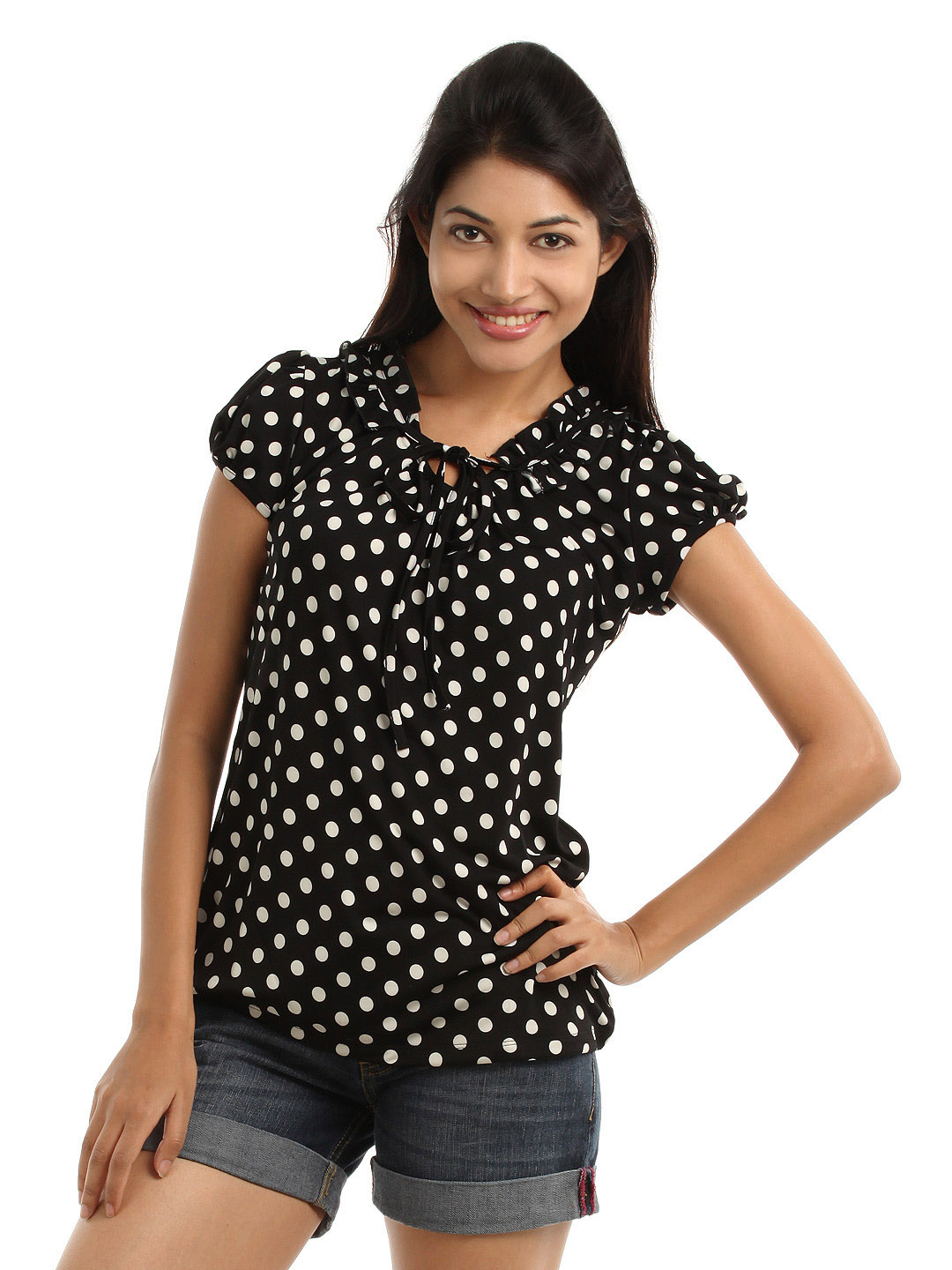 109F Women Black & White Top