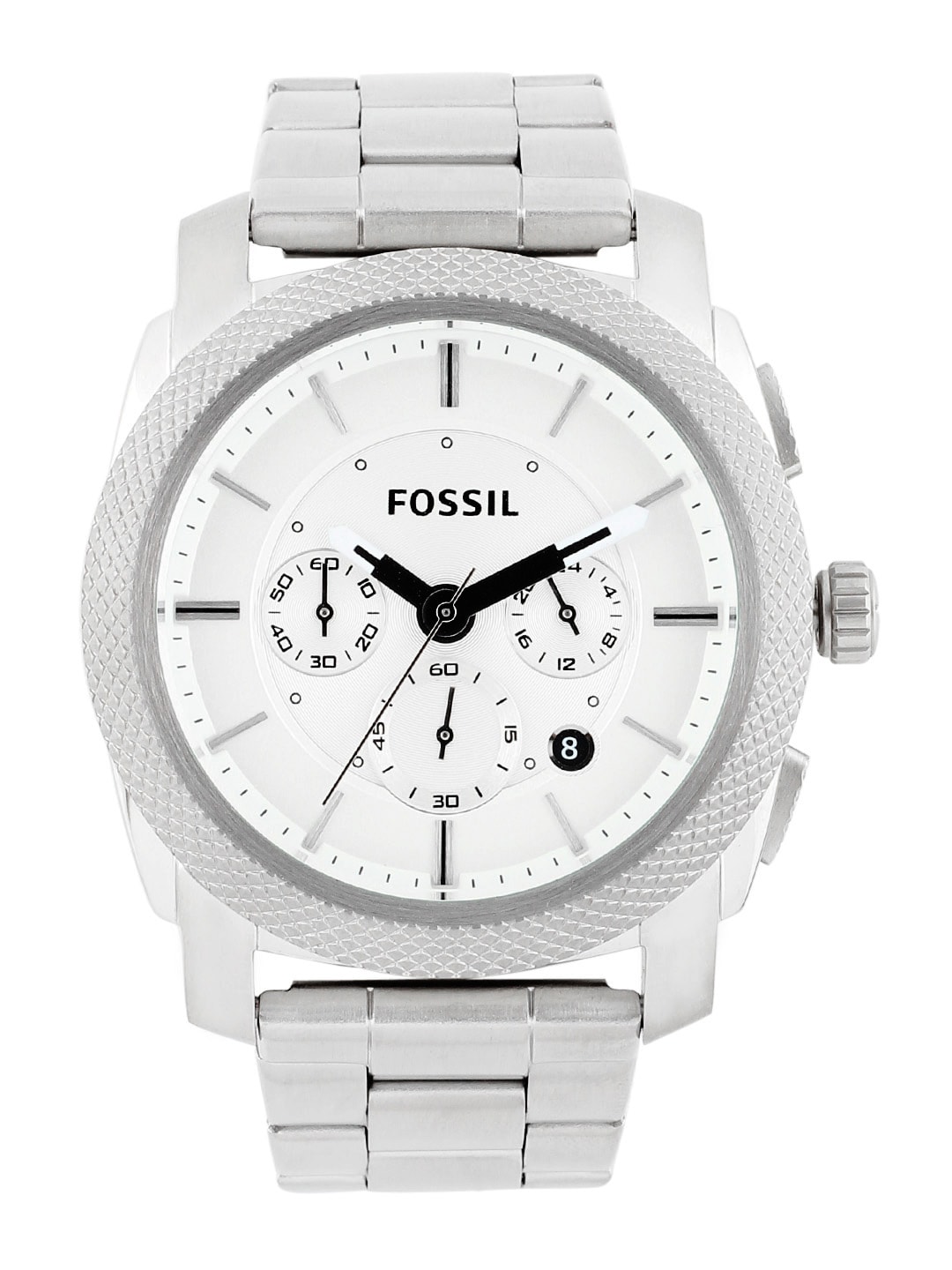 Fossil Men Silver-Toned Dial Chronograph Watch FS4663