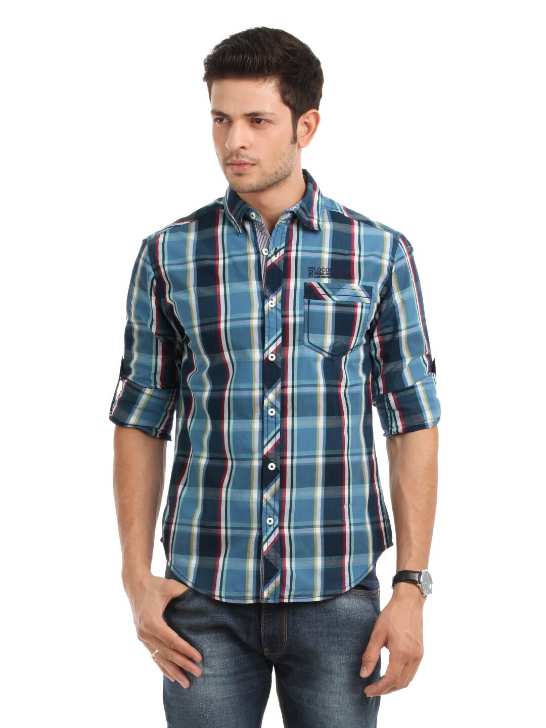 Locomotive Men Blue Check Shirt