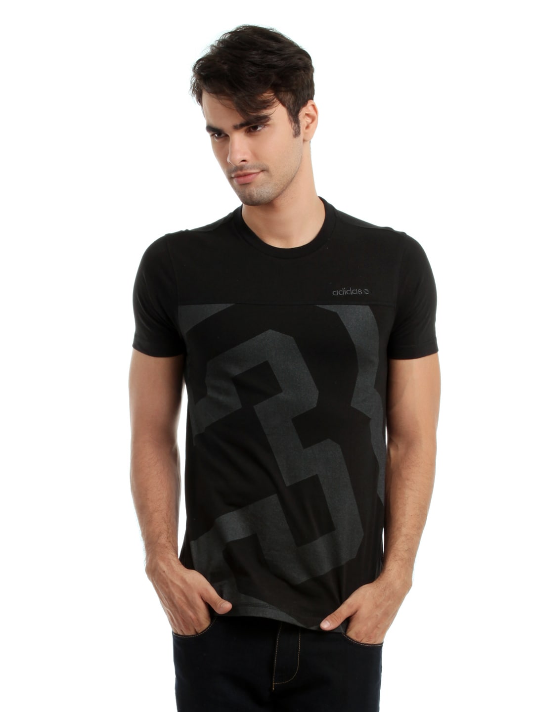 ADIDAS Men Black Printed T-shirt