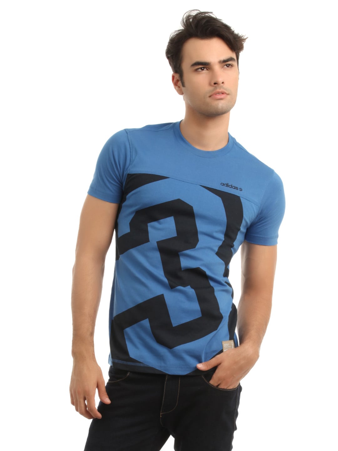 ADIDAS Men Blue Printed T-shirt