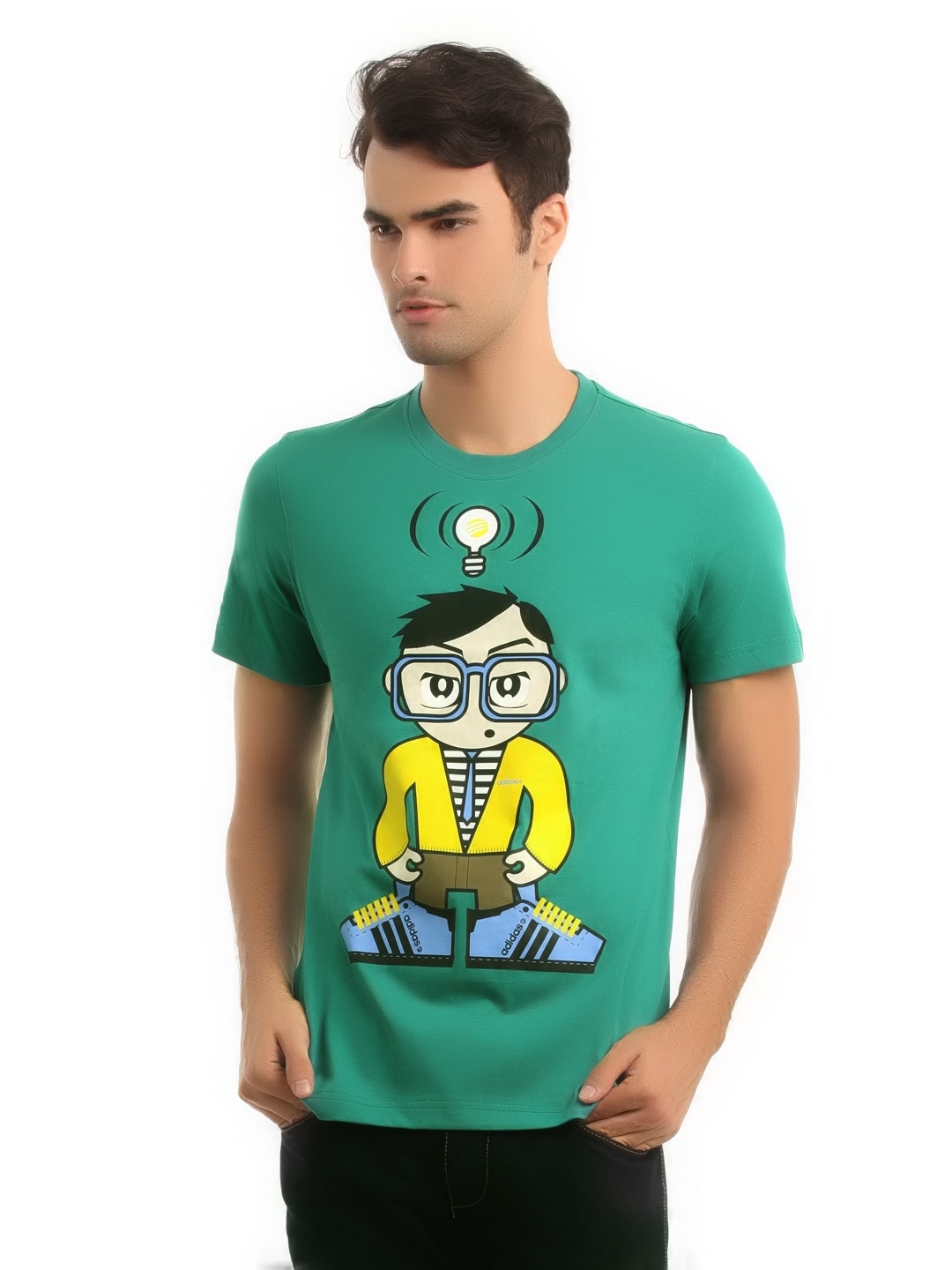 ADIDAS Men Green Printed T-shirt