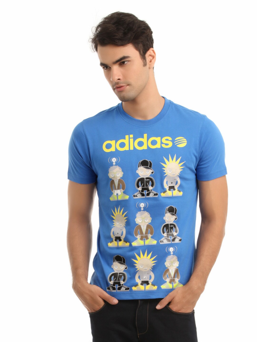 ADIDAS Men Blue  Printed T-shirt