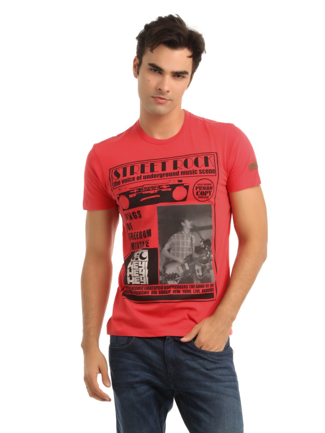 ADIDAS Men Red Printed T-shirt