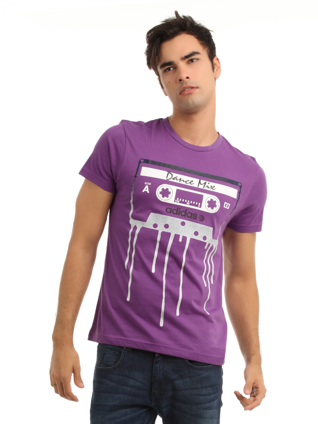 ADIDAS Men Purple Printed T-shirt