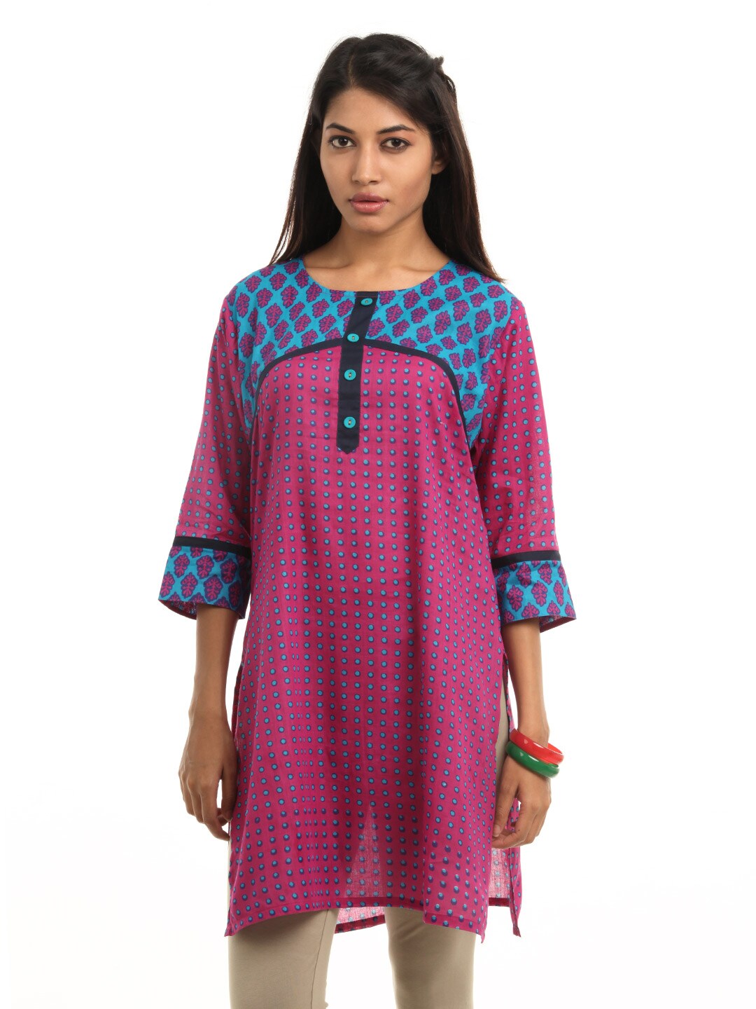 Shree Women Pink & Blue Kurta