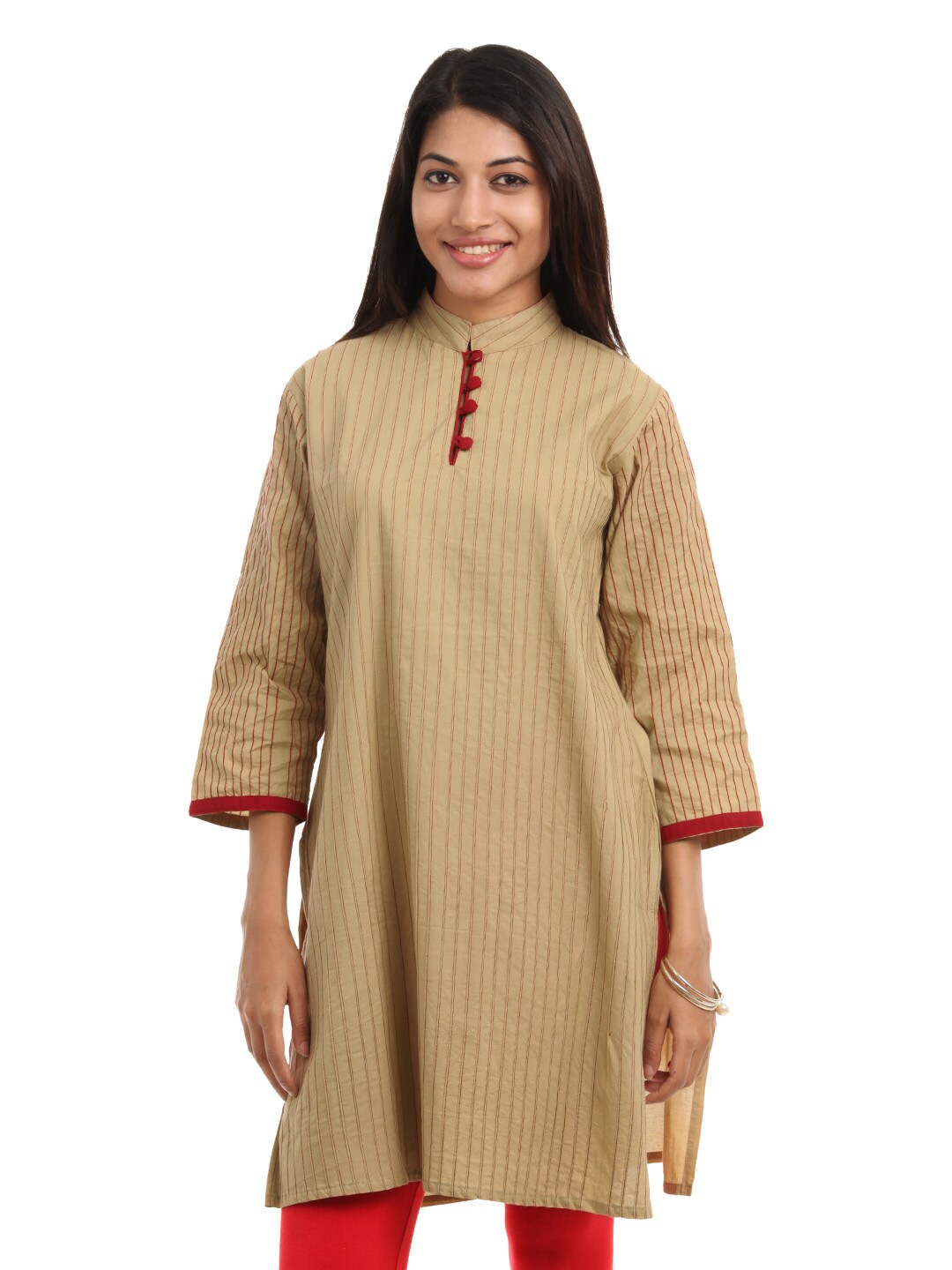 Shree Women Beige & Red Kurta