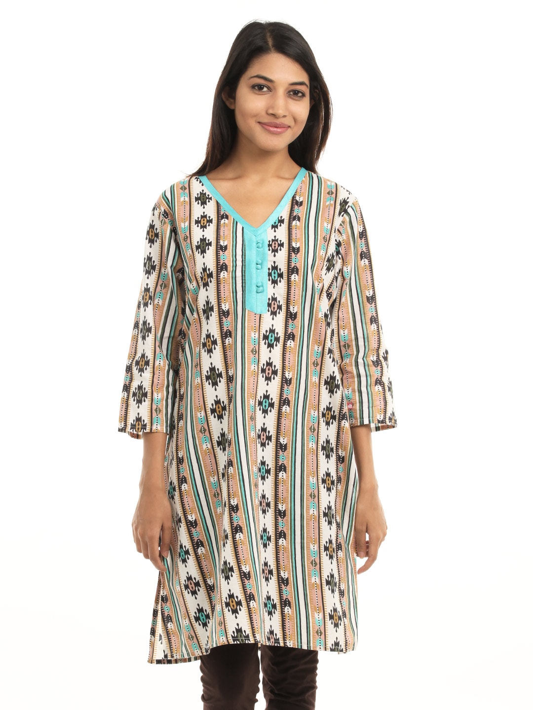 Shree Women Beige Printed Kurta