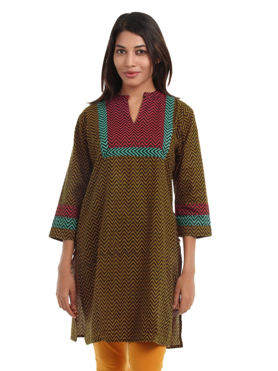 Shree Women Mustard & Black Kurta