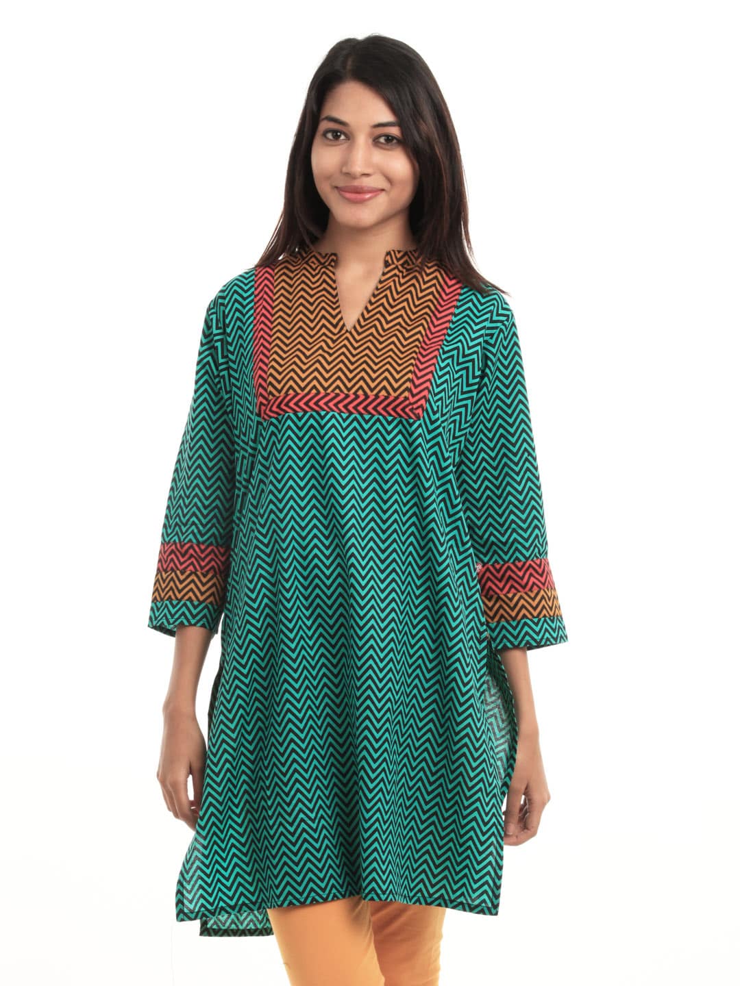 Shree Women Green & Red Kurta